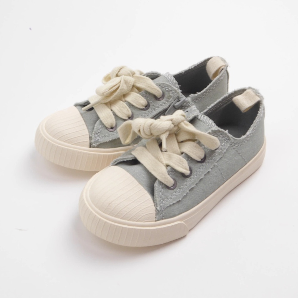 NWOT Zara Kids Grey Blue Canvas Zip Sneakers Shoes Size 27 (Size 10 US)